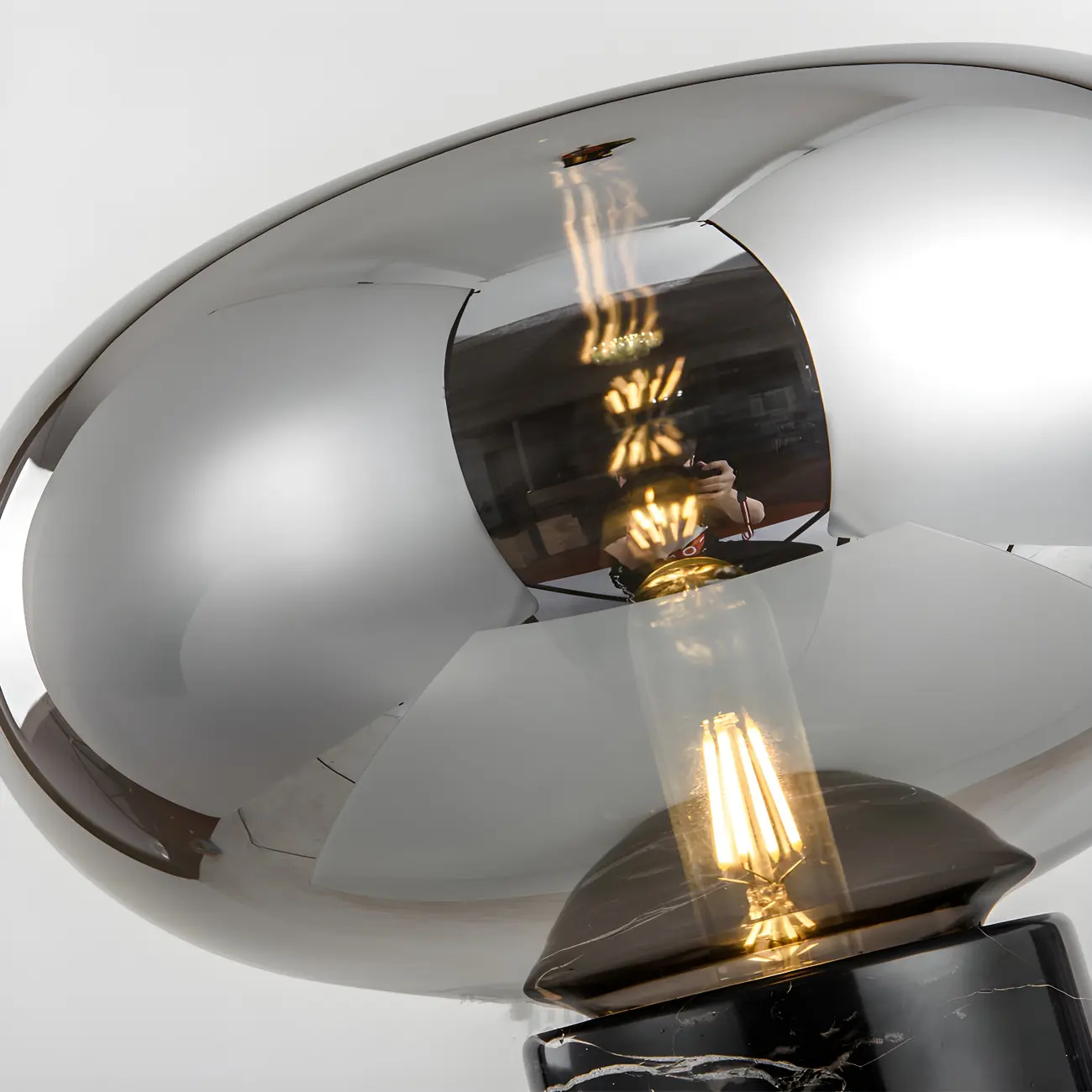 Modern Smoke Grey Glass Dome Table Lamp for Living Room Image - 9 | homeyfad