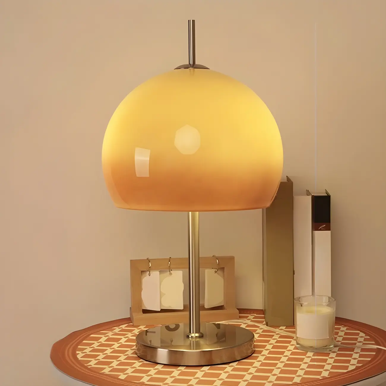 Caramel Gradient Glass Dome Table Lamp Stainless Steel Base Image - 5 | homeyfad