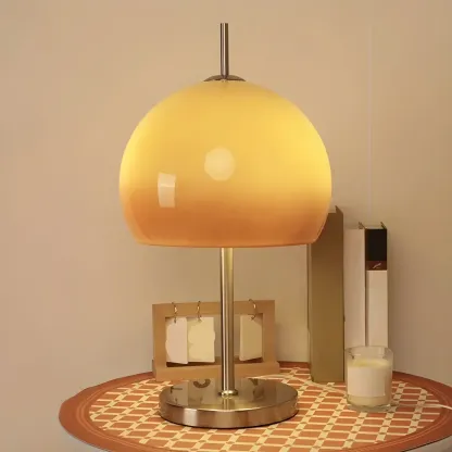 Caramel Gradient Glass Dome Table Lamp Stainless Steel Base Image - 5