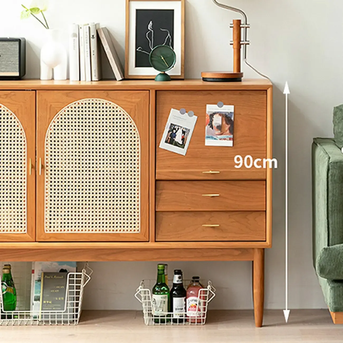 Scandinavian Wooden Sideboard with Storage for Living Room Image - 6