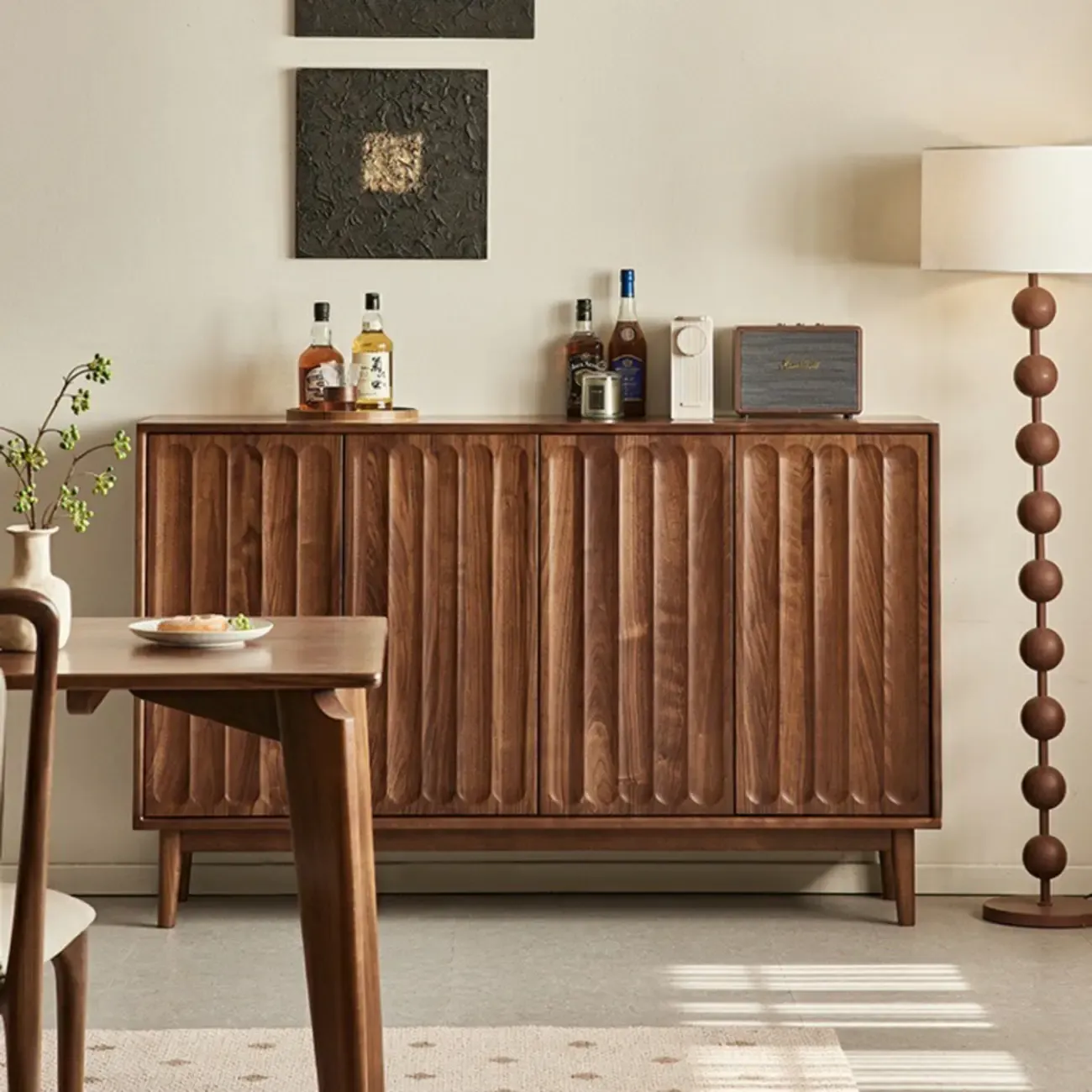 Scandinavian Pine Wood Accent Cabinet in Free-standing Image - 2