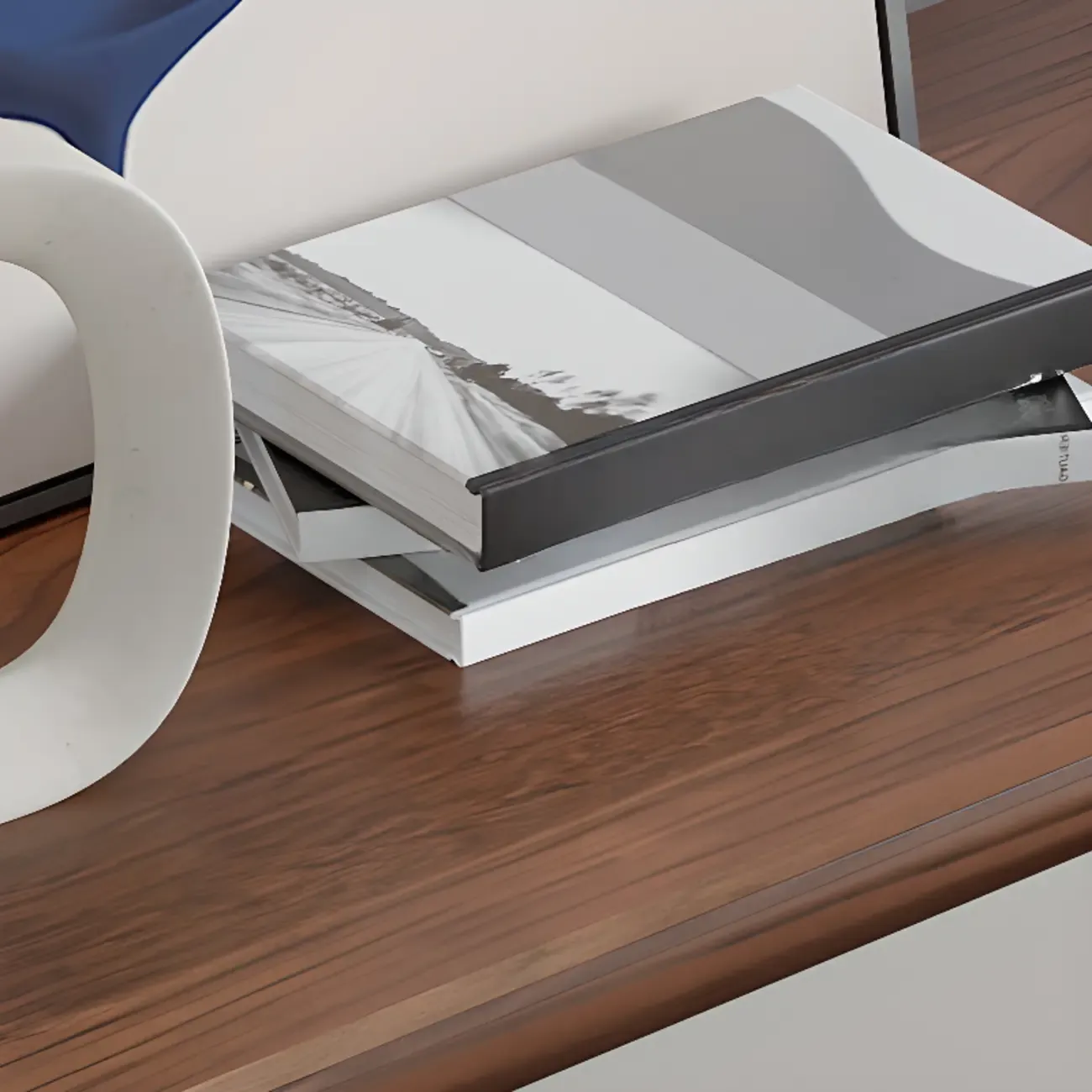 Modern Wooden Sideboard with Mirrored Accents and Storage Image - 9