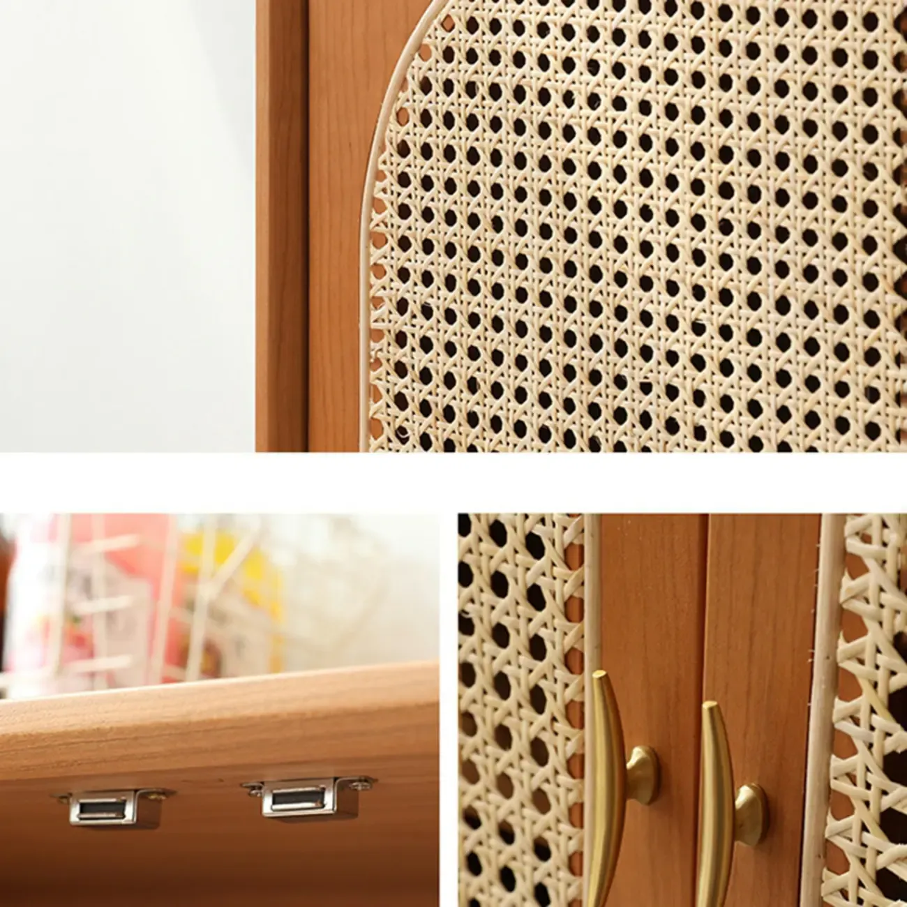 Scandinavian Wooden Sideboard with Storage for Living Room Image - 8