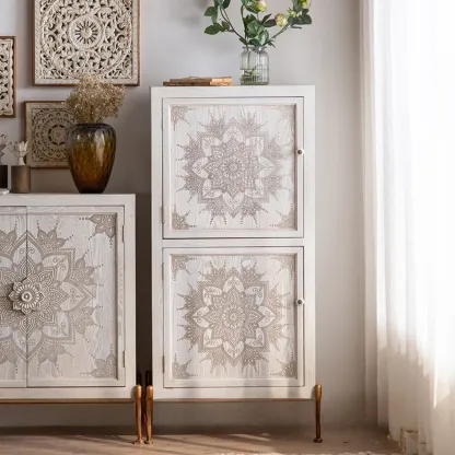 Rustic Freestanding Accent Cabinet for Living Room Decor Image - 9