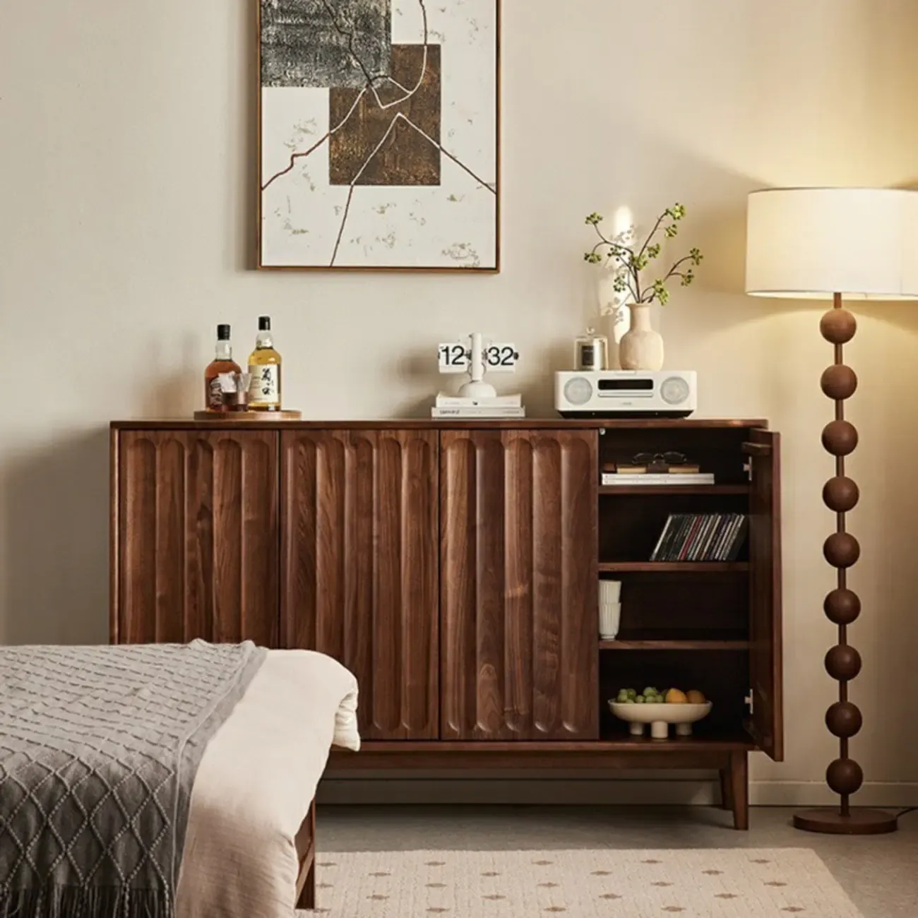 Scandinavian Pine Wood Accent Cabinet in Free-standing Image - 4