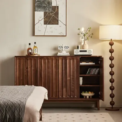 Scandinavian Pine Wood Accent Cabinet in Free-standing Image - 4