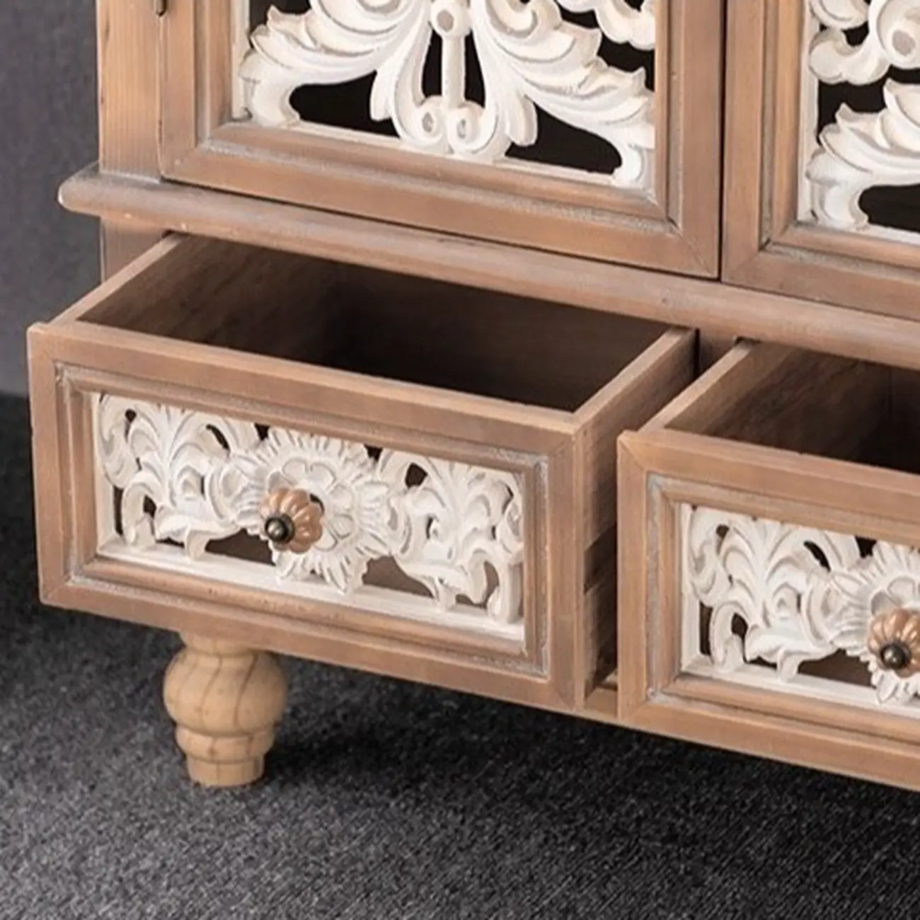 French Country Cabinet for Living Room with carved Doors Image - 10 | homeyfad