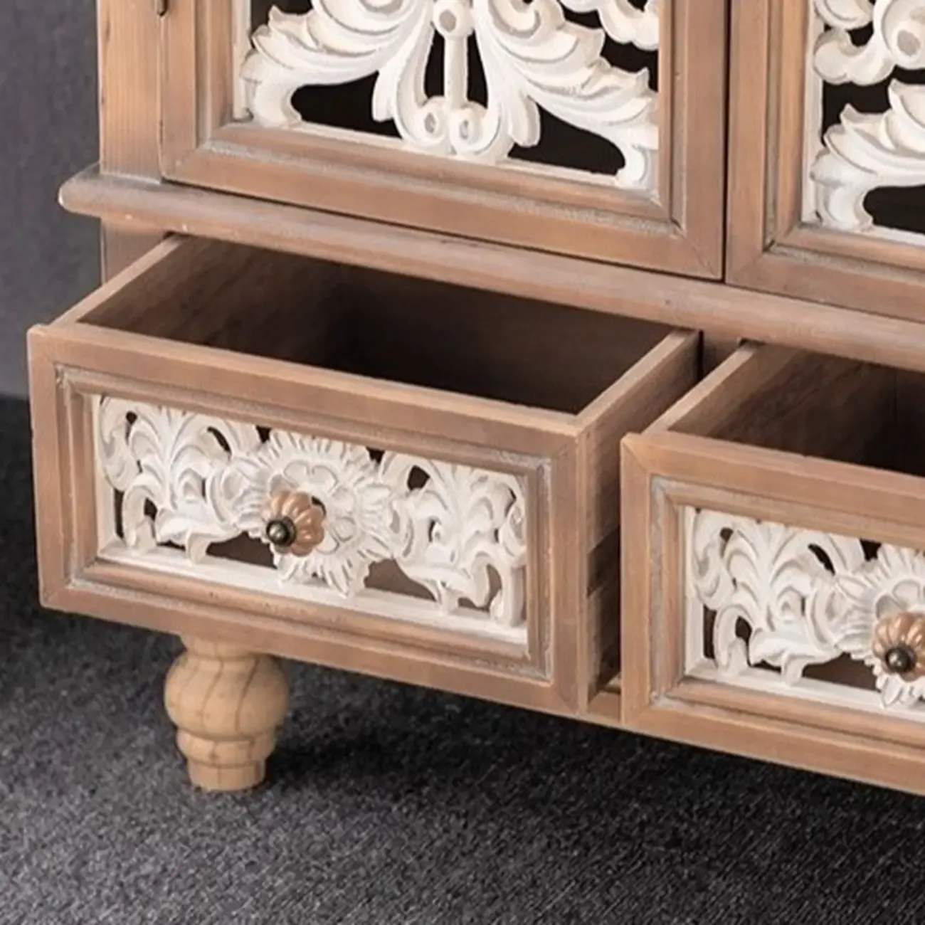 French Country Cabinet for Living Room with carved Doors Image - 10