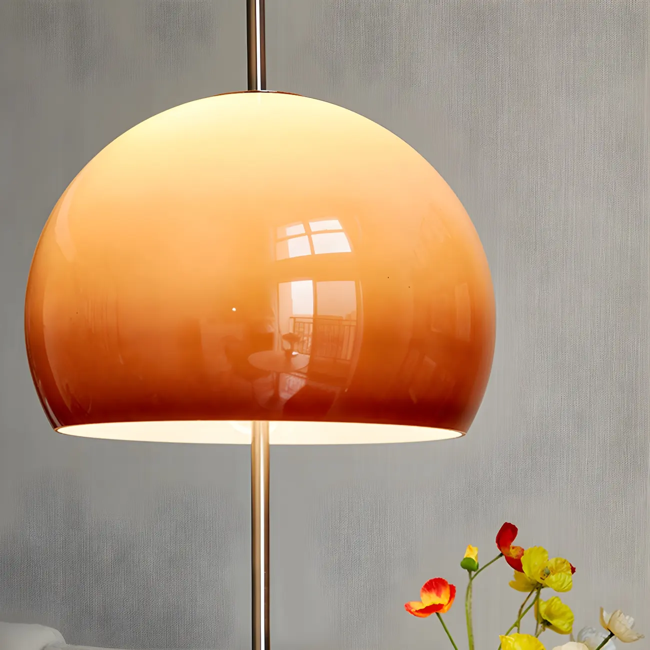 Caramel Gradient Glass Dome Table Lamp Stainless Steel Base Image - 10 | homeyfad