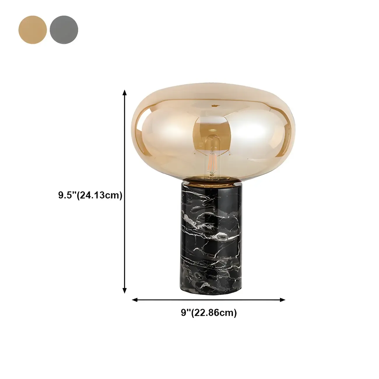 Modern Smoke Grey Glass Dome Table Lamp for Living Room Image - 15