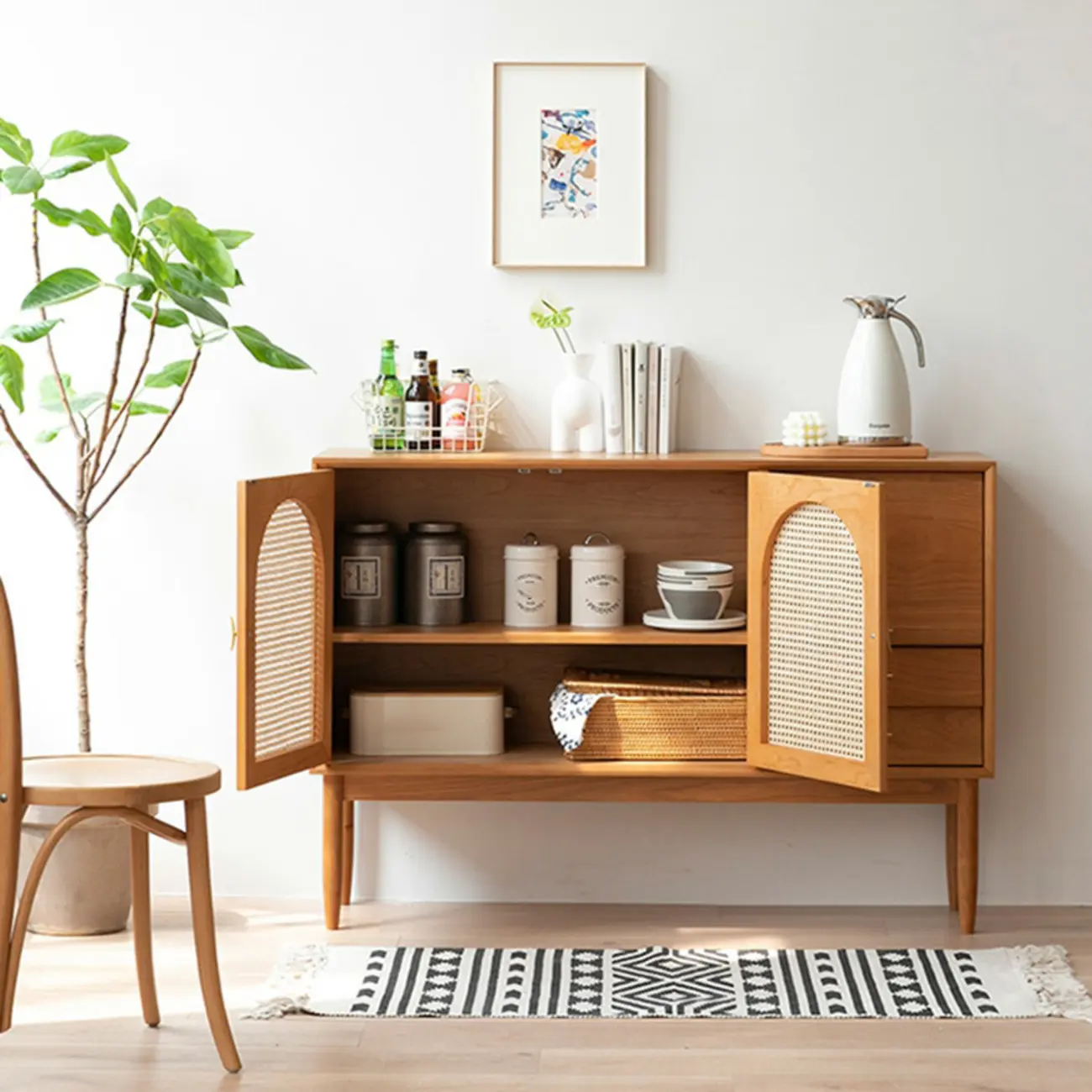 Scandinavian Wooden Sideboard with Storage for Living Room Image - 11 | homeyfad