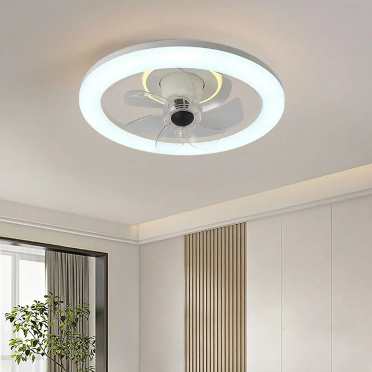 20-Inch 2-Light White Flushmount Ceiling Fan with Remote Image - 1 | homeyfad