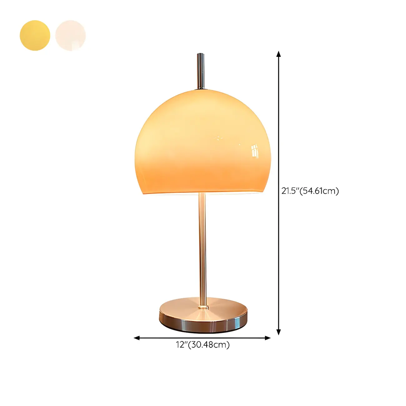 Caramel Gradient Glass Dome Table Lamp Stainless Steel Base #size | homeyfad