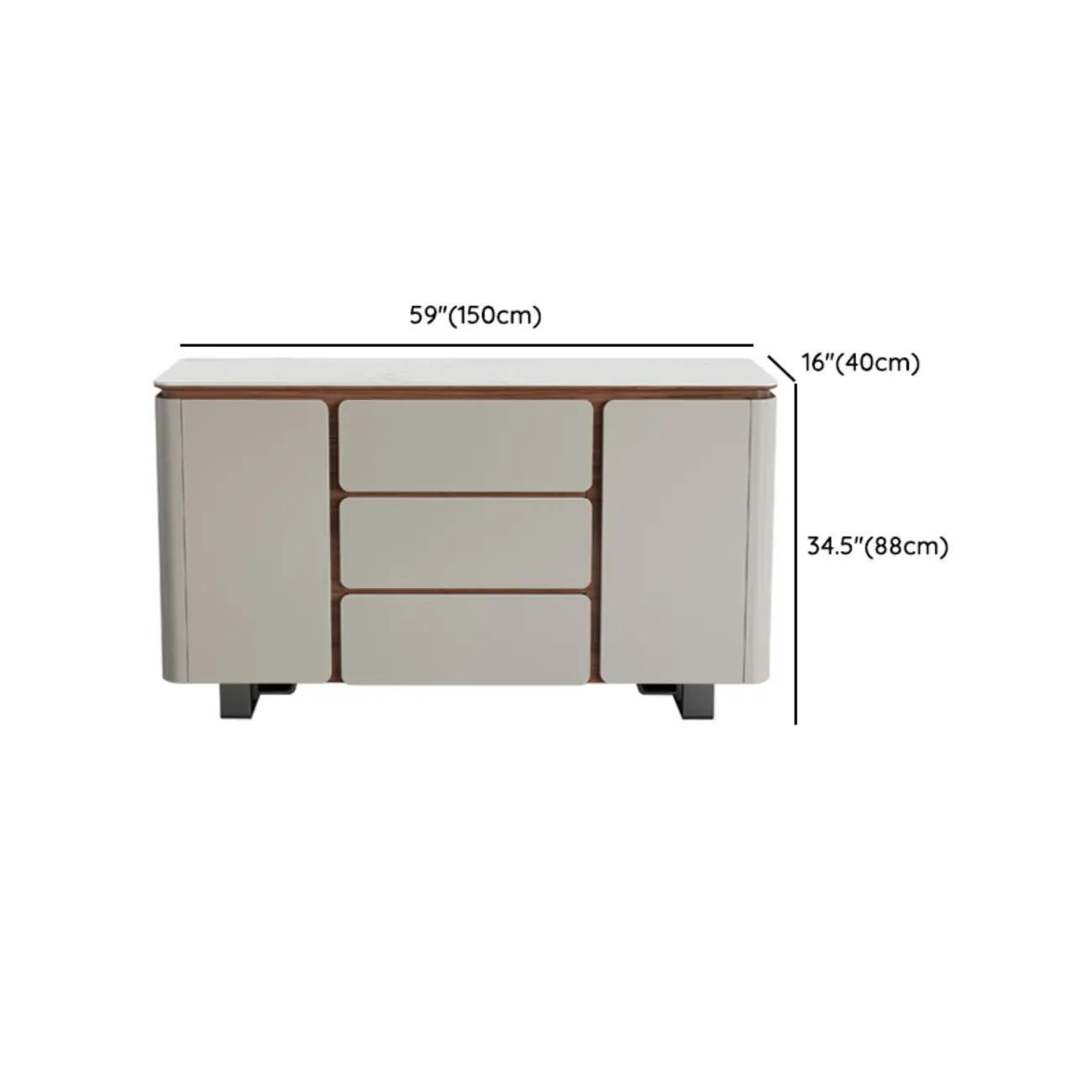 Modern Wooden Sideboard with Mirrored Accents and Storage Image - 16