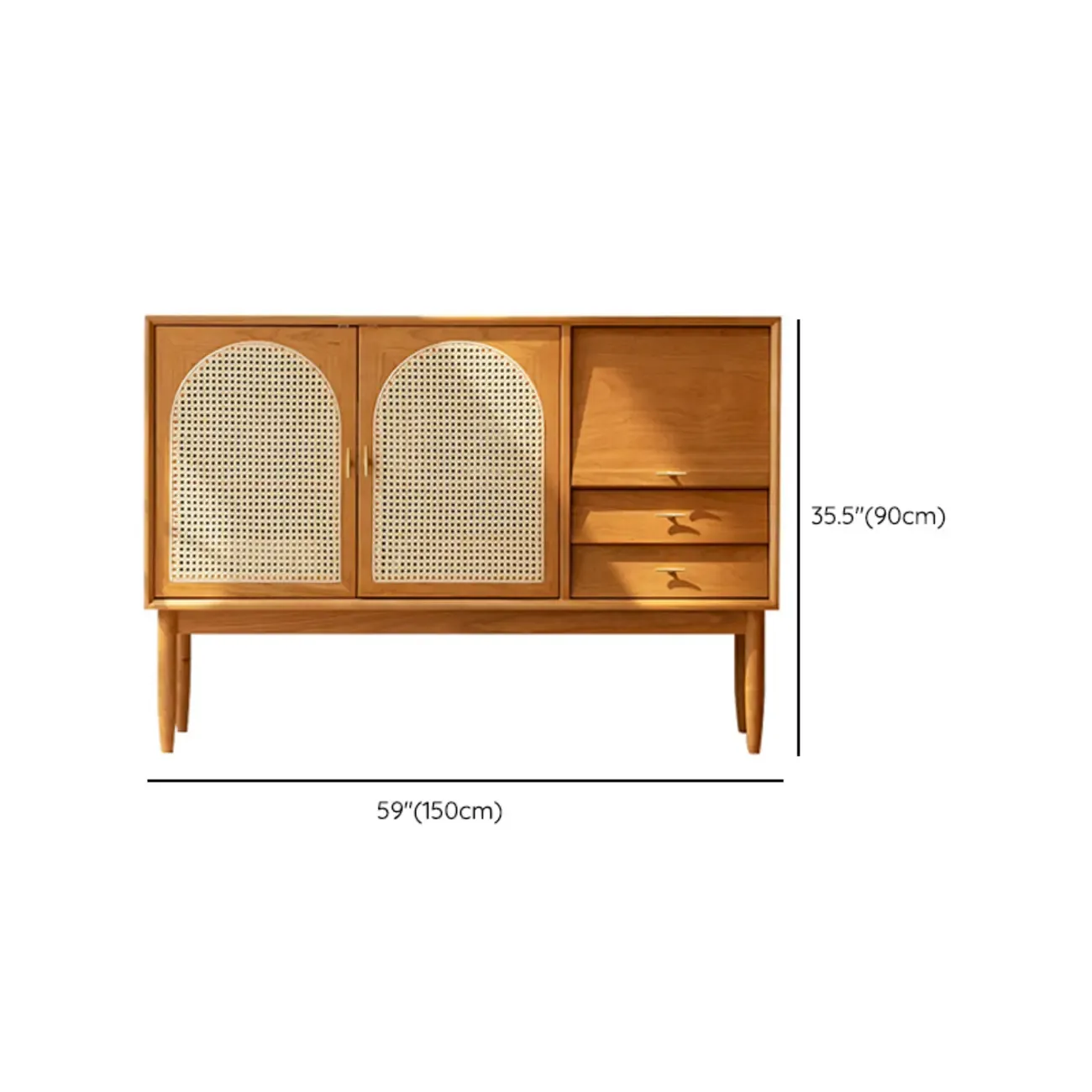 Scandinavian Wooden Sideboard with Storage for Living Room Image - 14