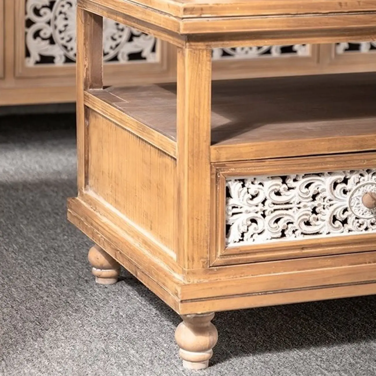 French Country Cabinet for Living Room with carved Doors Image - 15 | homeyfad