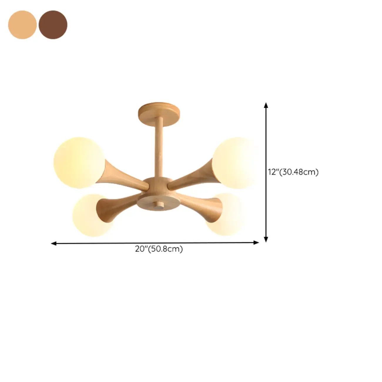 3/3Modern Glass Semi Flush LED Ceiling Light for Living Room Image - 18