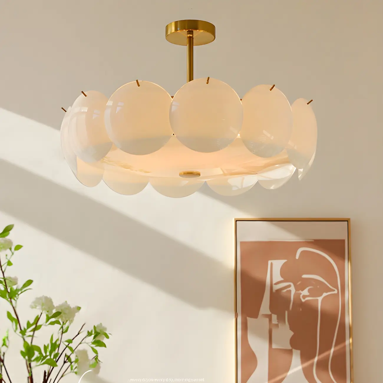 Geometric Round Ceiling Light Fixture for Modern Living Room Image - 1 | homeyfad
