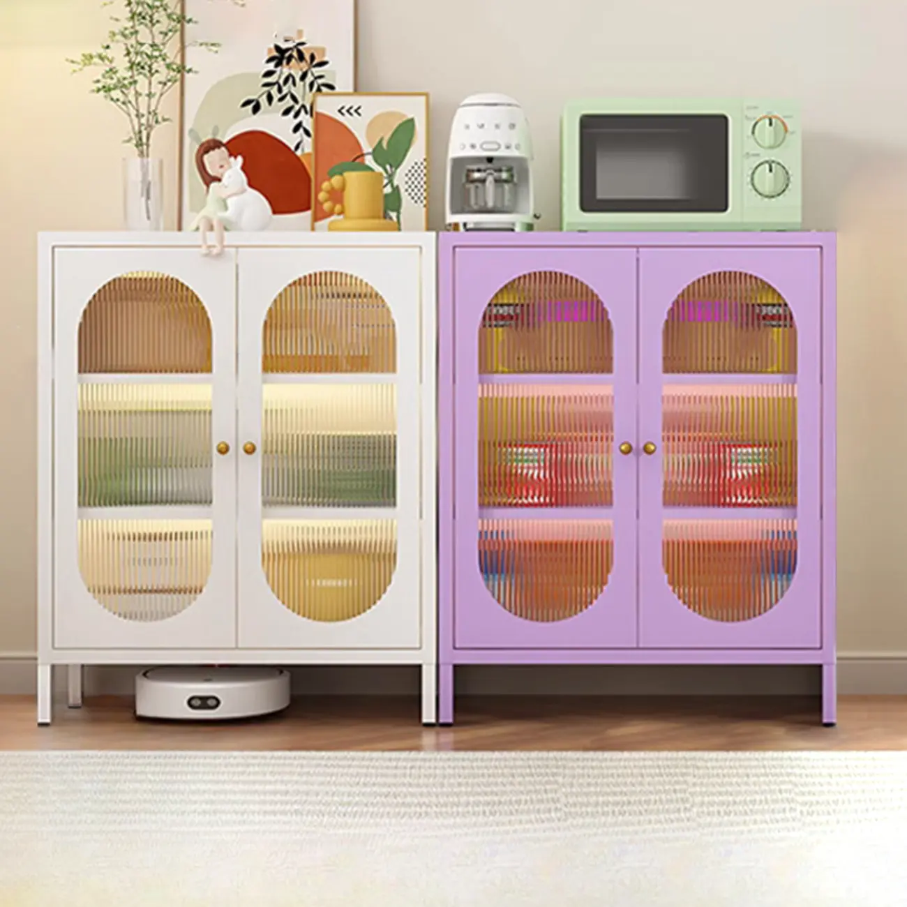 Modern Freestanding Cabinet for Living Room with Glass Door Image - 17 | homeyfad