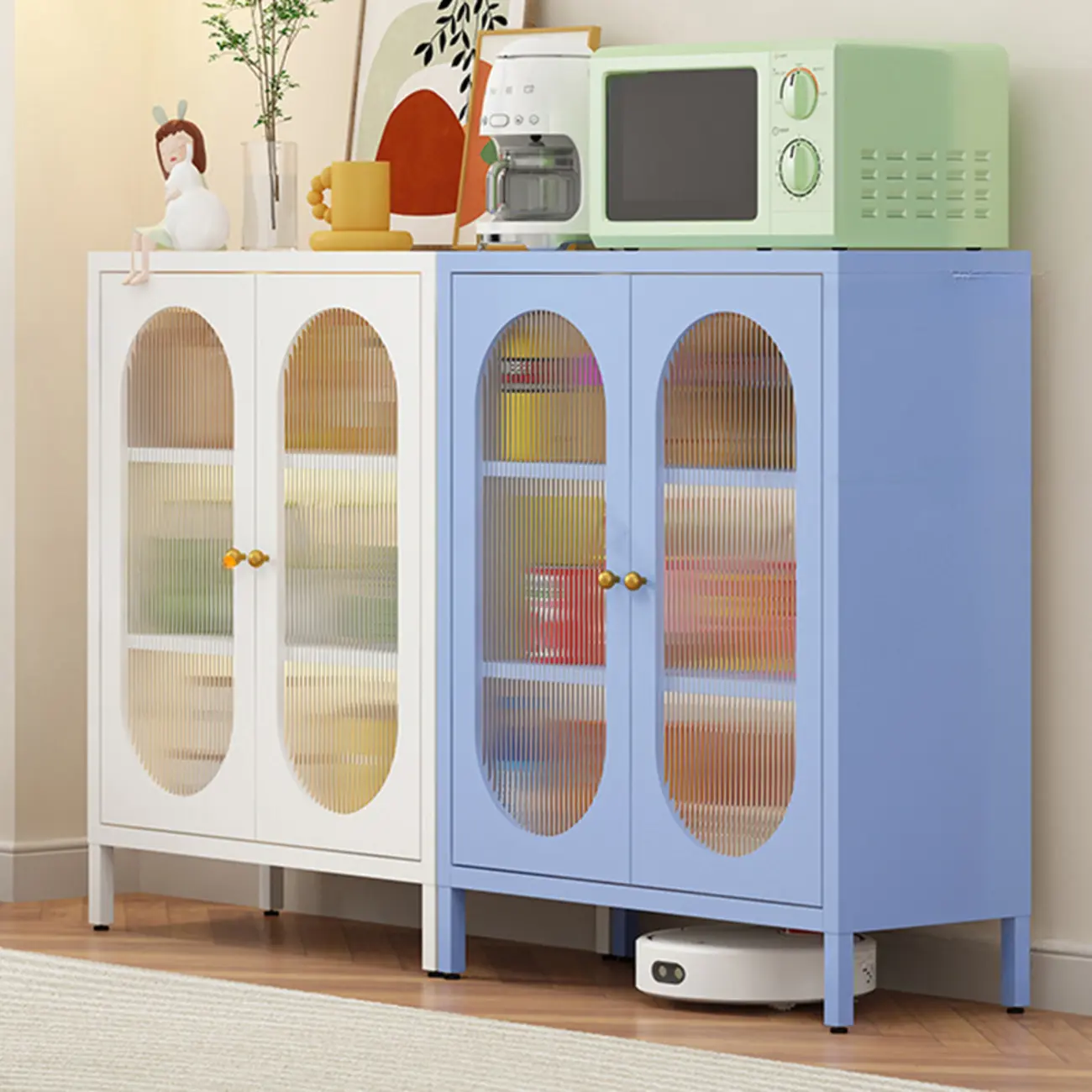 Modern Freestanding Cabinet for Living Room with Glass Door Image - 2 | homeyfad