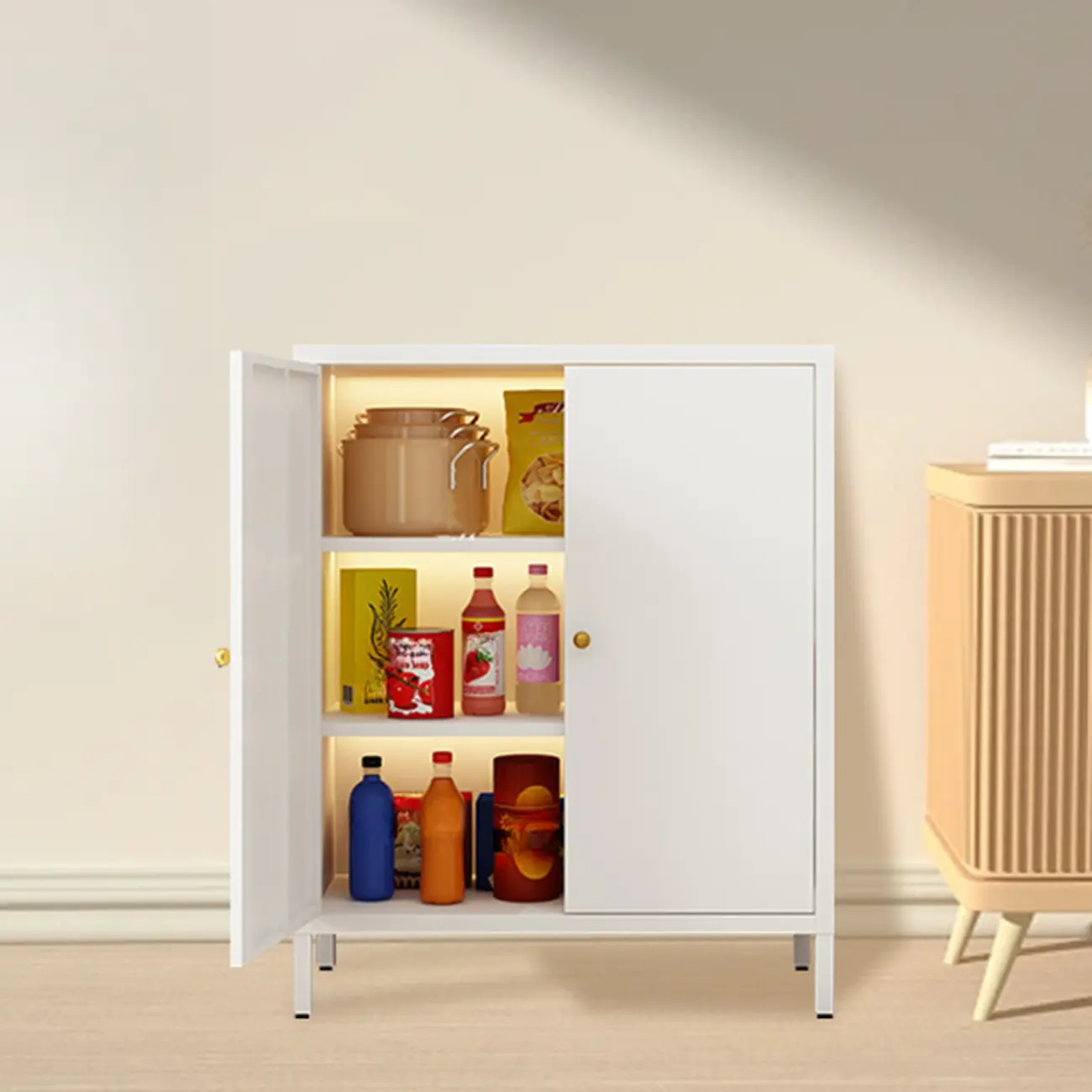 Modern Freestanding Cabinet for Living Room with Glass Door Image - 3 | homeyfad