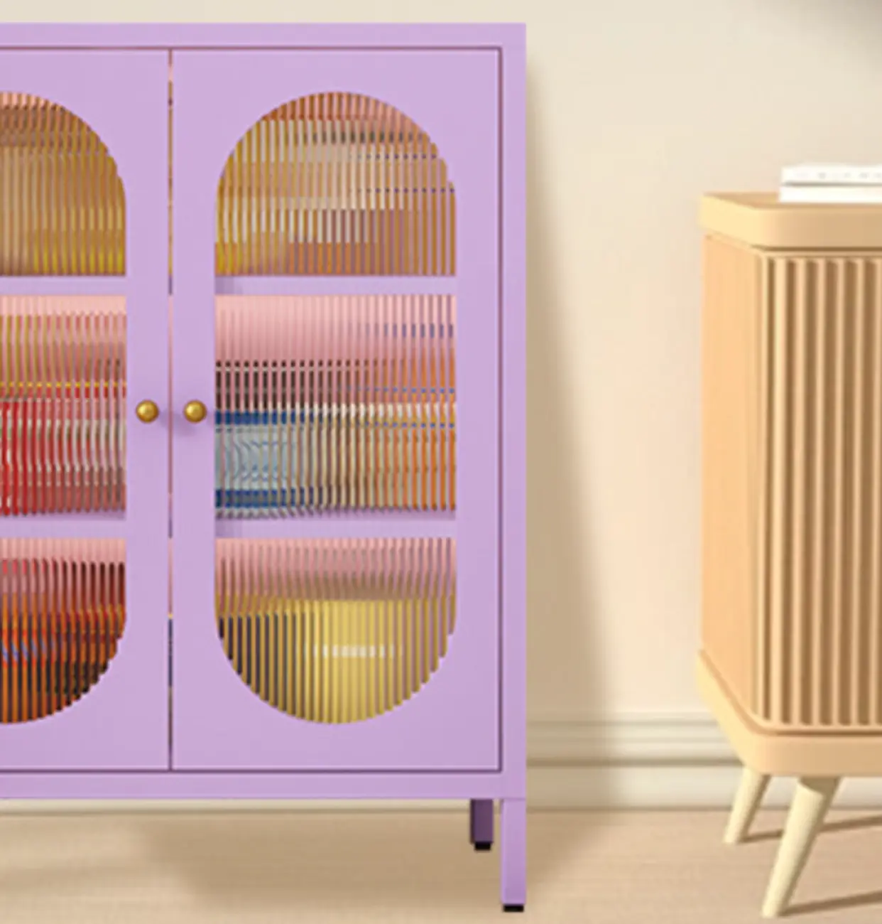 Modern Freestanding Cabinet for Living Room with Glass Door Image - 4 | homeyfad