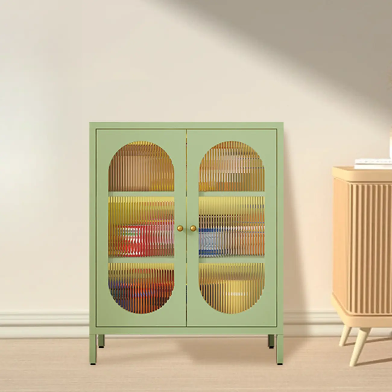 Modern Freestanding Cabinet for Living Room with Glass Door Image - 9 | homeyfad