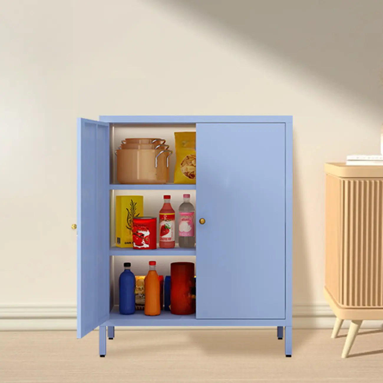 Modern Freestanding Cabinet for Living Room with Glass Door Image - 10 | homeyfad