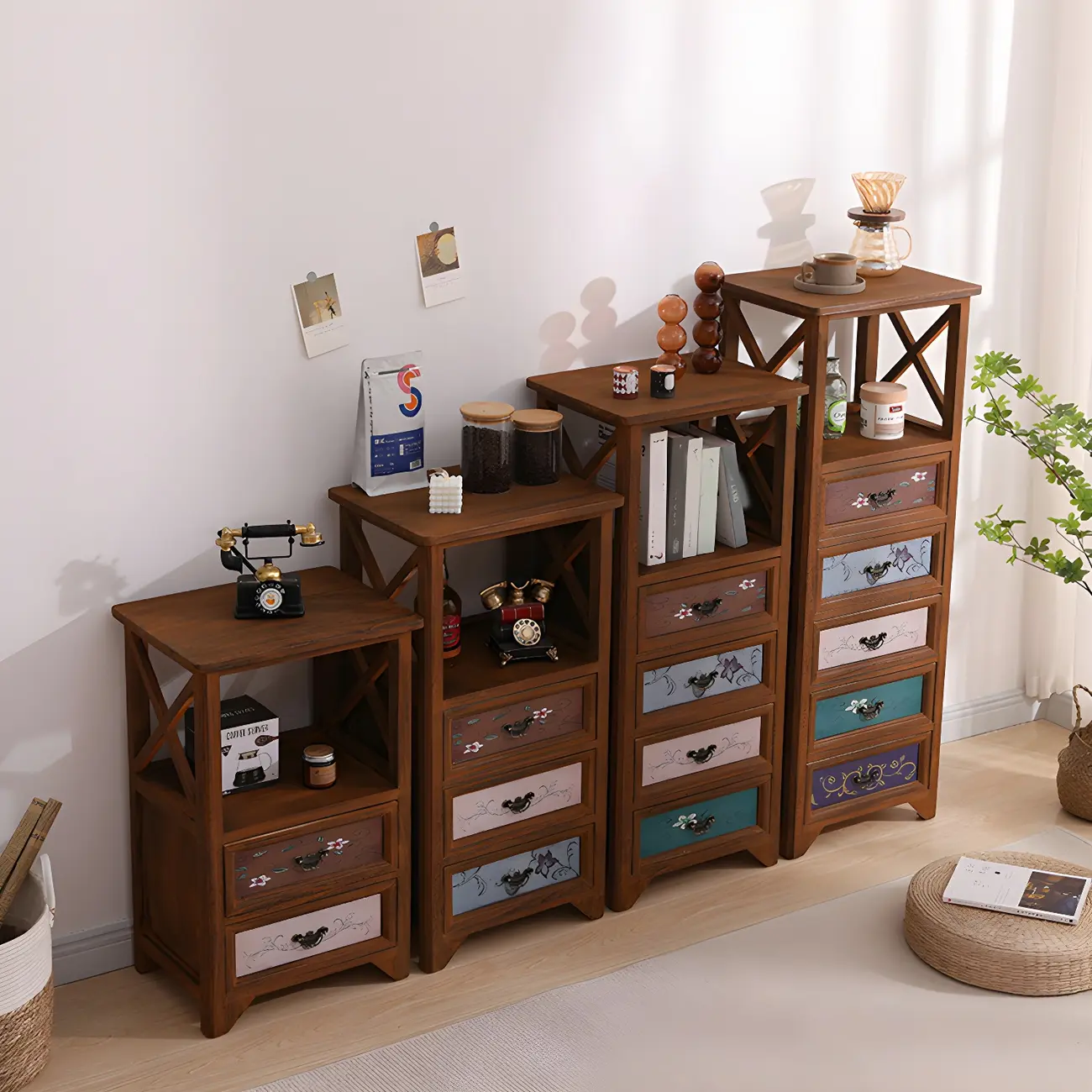 Industrial Rectangular Wooden Drawer Cabinet for Parlor Decor Image - 4 | homeyfad