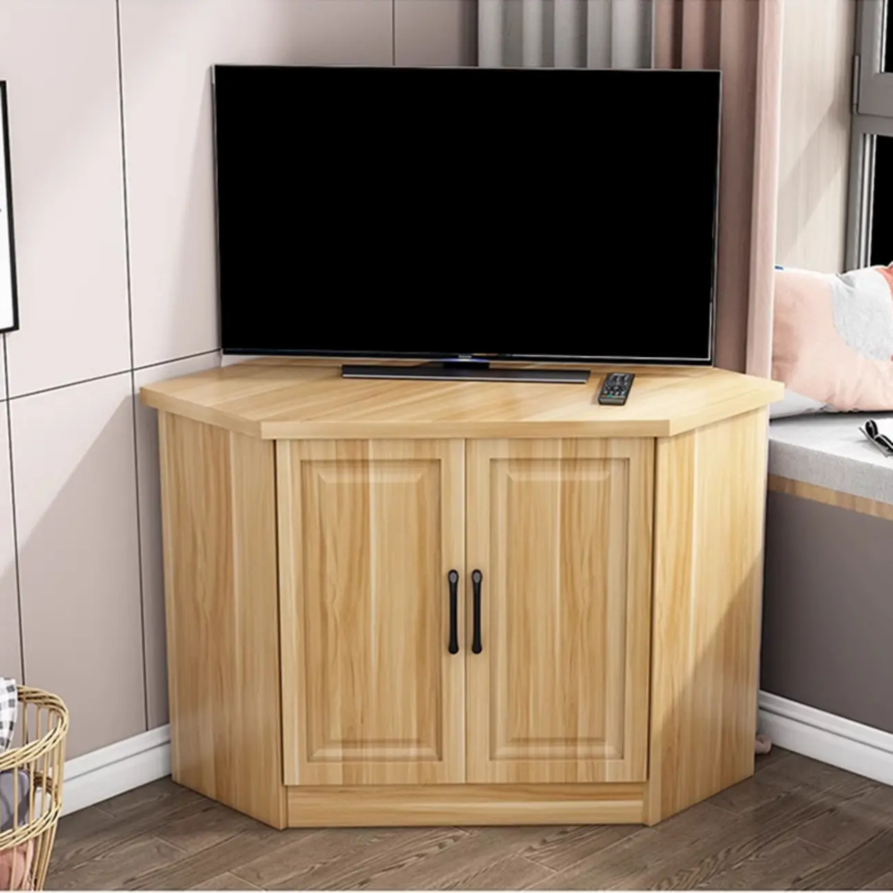 Modern Manufactured Wood Corner Utility Cabinet for Living Room Image - 1 | homeyfad