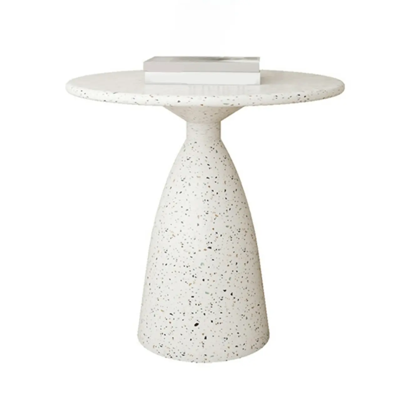Modern Round Beige Metal End Table for Living Room Image - 5 | homeyfad
