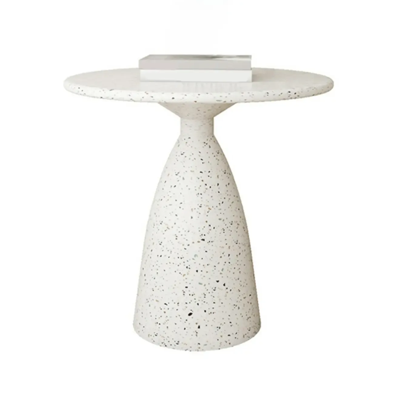 Modern Round Beige Metal End Table for Living Room Image - 5
