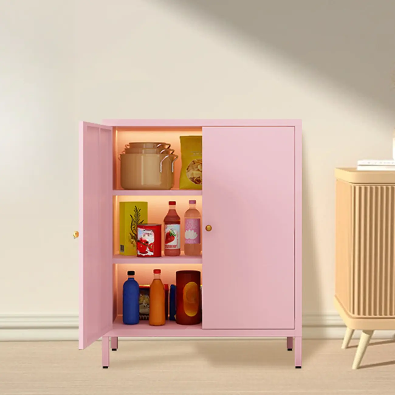 Modern Freestanding Cabinet for Living Room with Glass Door Image - 12 | homeyfad