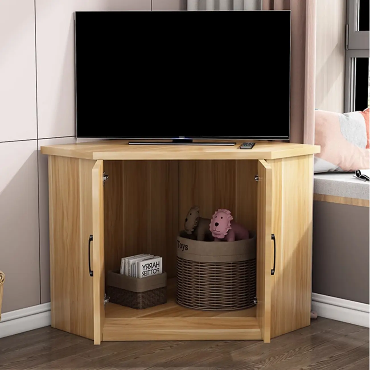 Modern Manufactured Wood Corner Utility Cabinet for Living Room Image - 6 | homeyfad