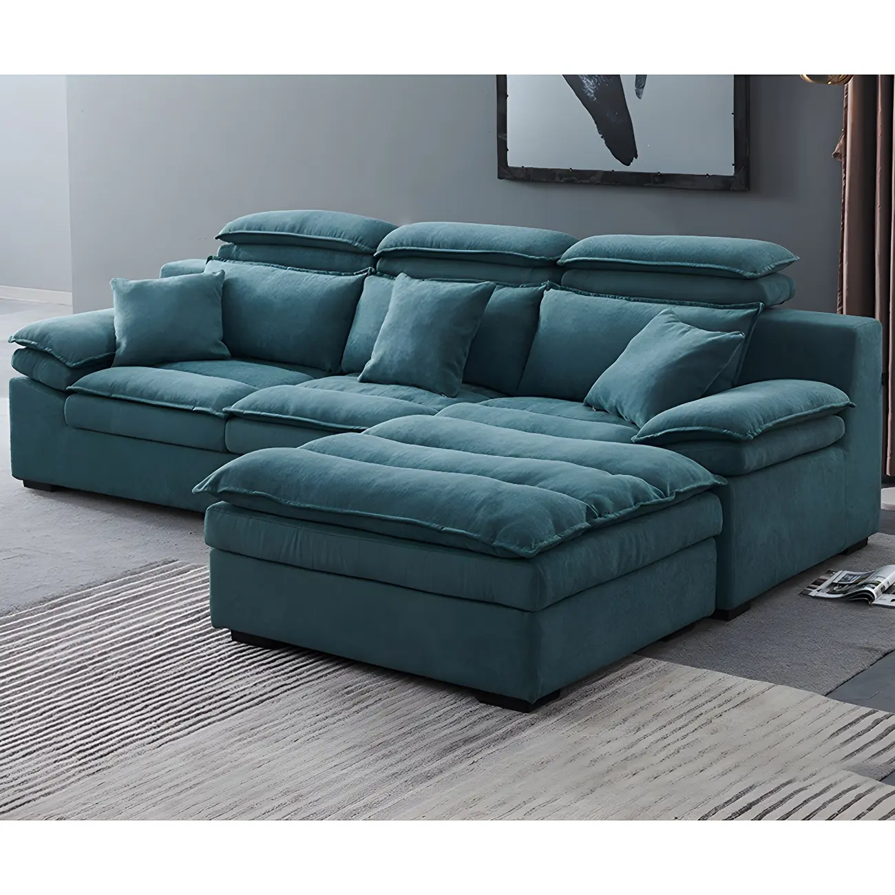 Modern Modular Sofa with Adjustable Headrest for Apartment Image - 1 | homeyfad