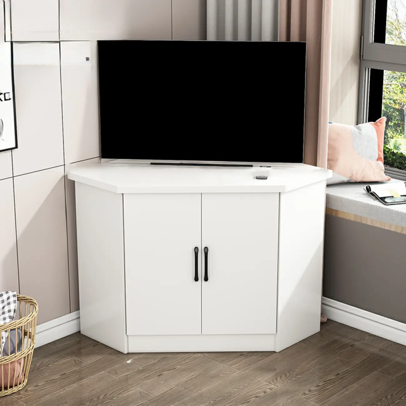 Modern Manufactured Wood Corner Utility Cabinet for Living Room Image - 2 | homeyfad