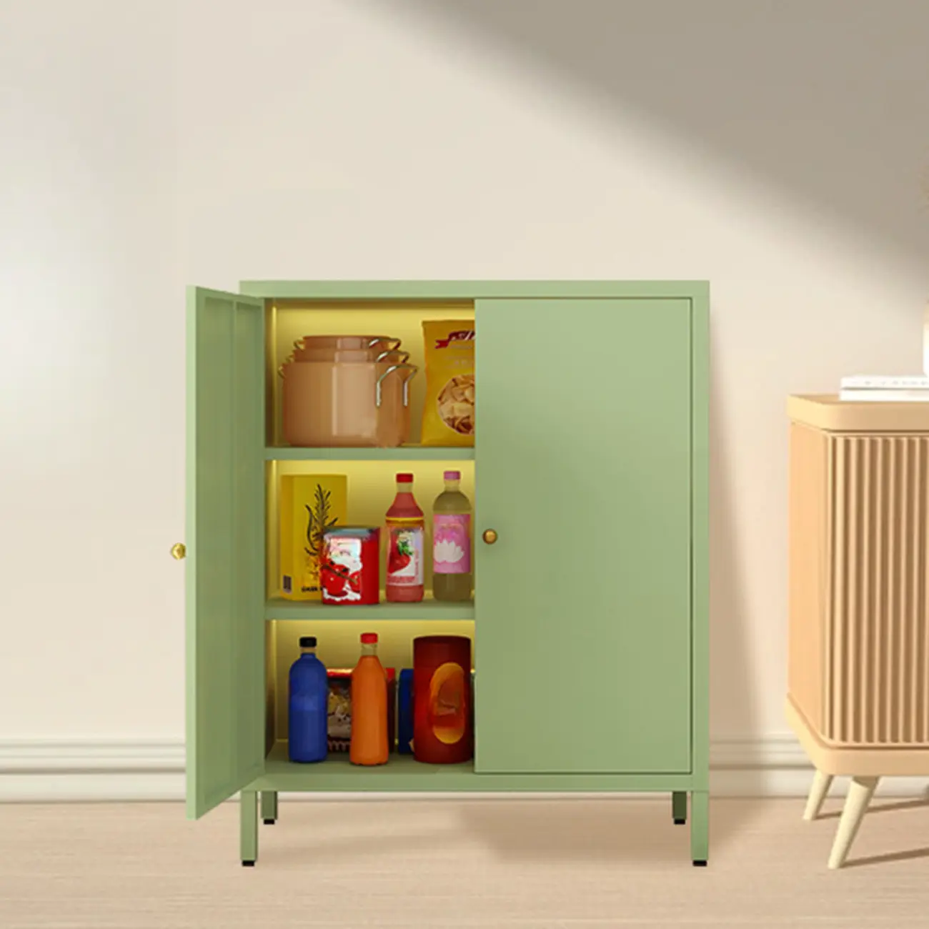 Modern Freestanding Cabinet for Living Room with Glass Door Image - 14 | homeyfad