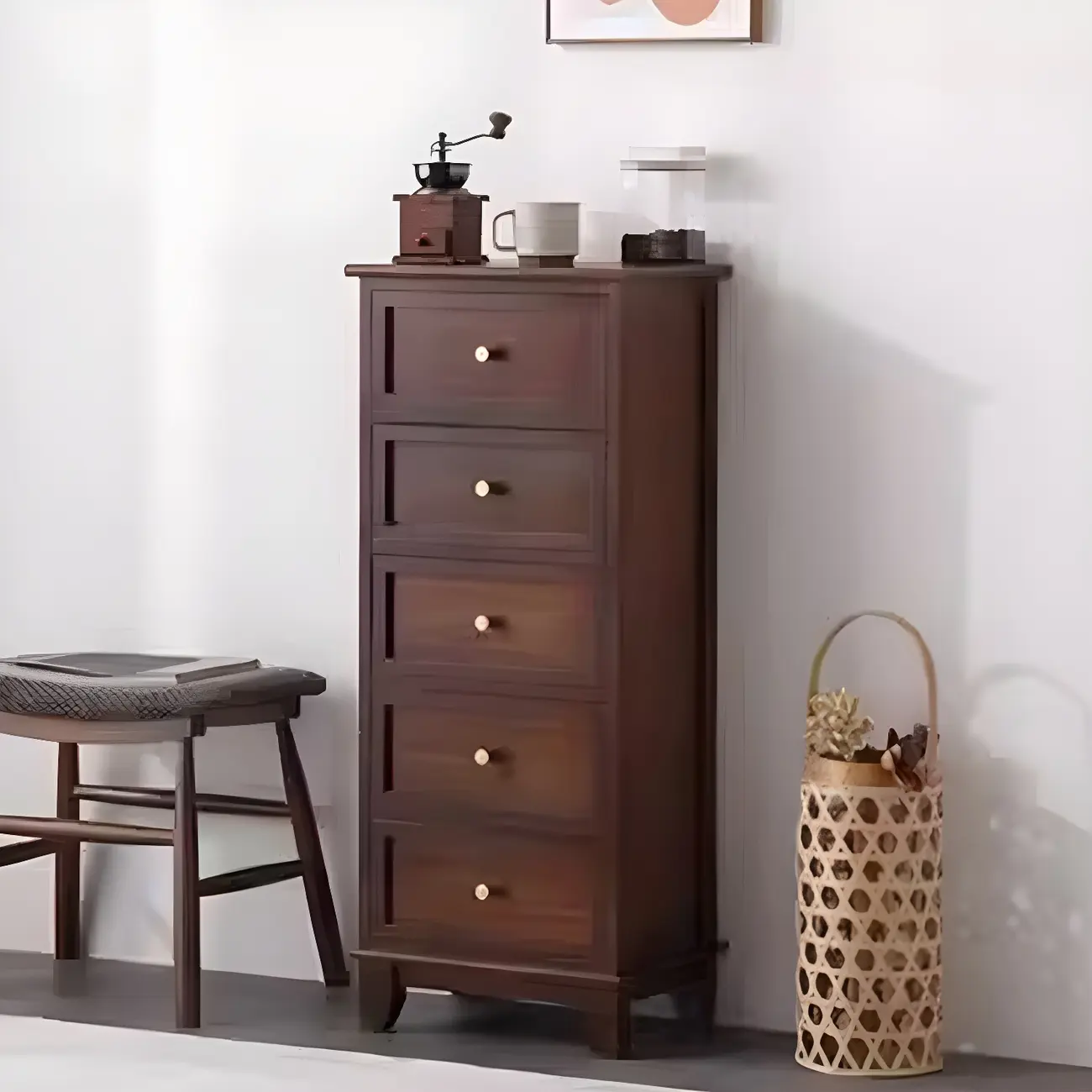 Industrial Rectangular Wooden Drawer Cabinet for Parlor Decor Image - 8 | homeyfad