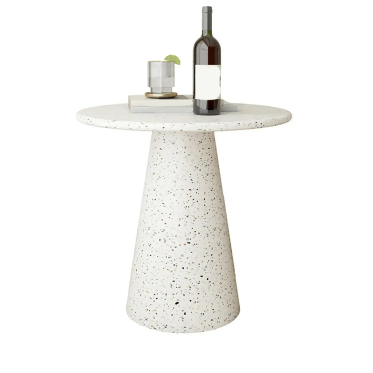 Modern Round Beige Metal End Table for Living Room Image - 9