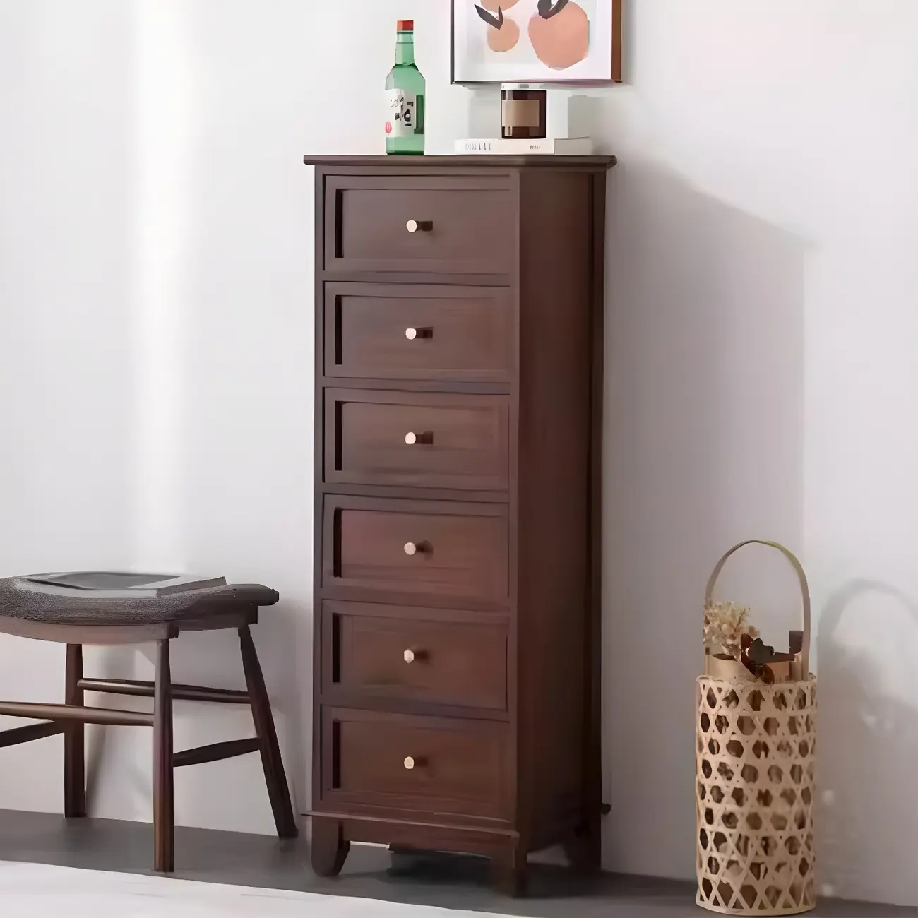 Industrial Rectangular Wooden Drawer Cabinet for Parlor Decor Image - 9 | homeyfad