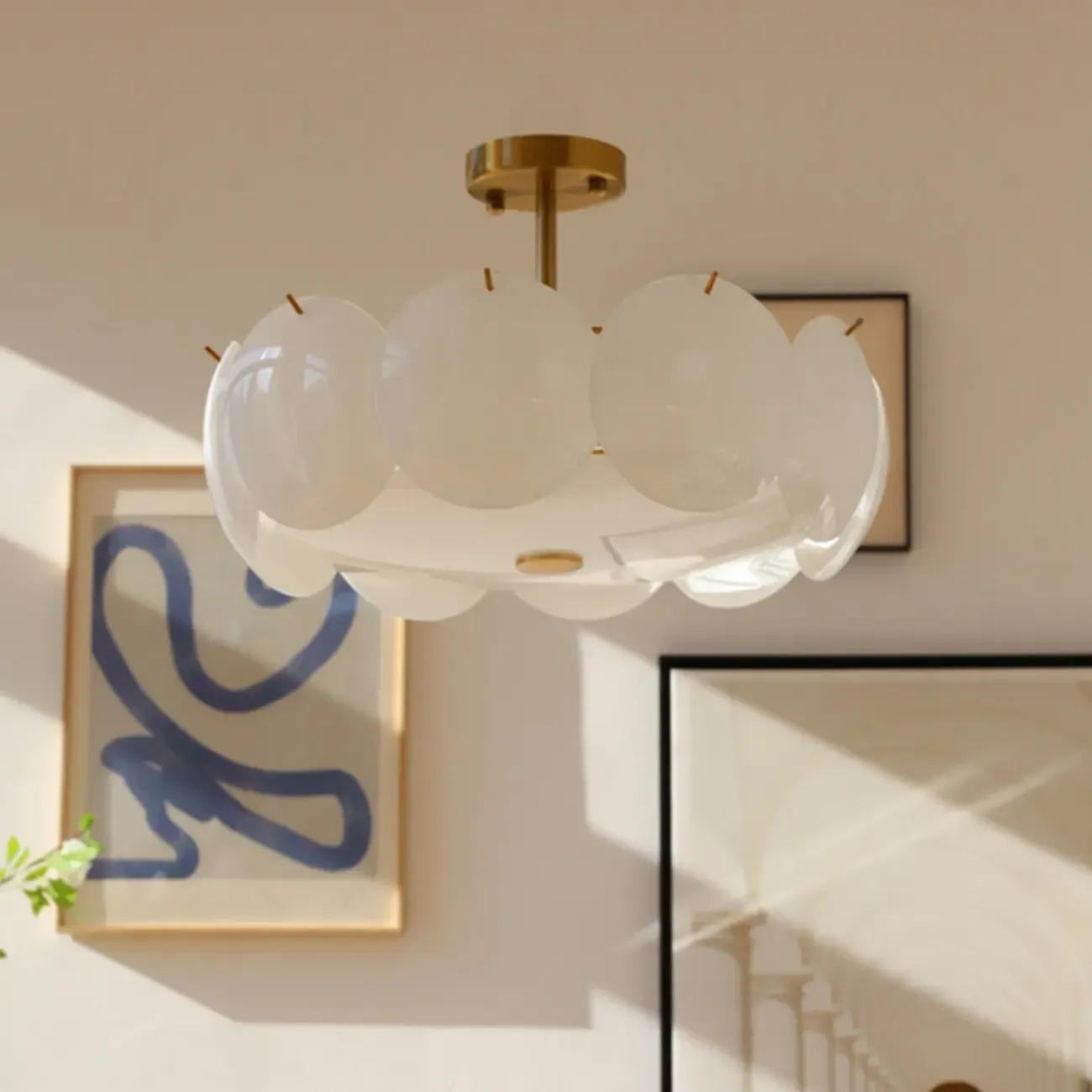 Geometric Round Ceiling Light Fixture for Modern Living Room Image - 22