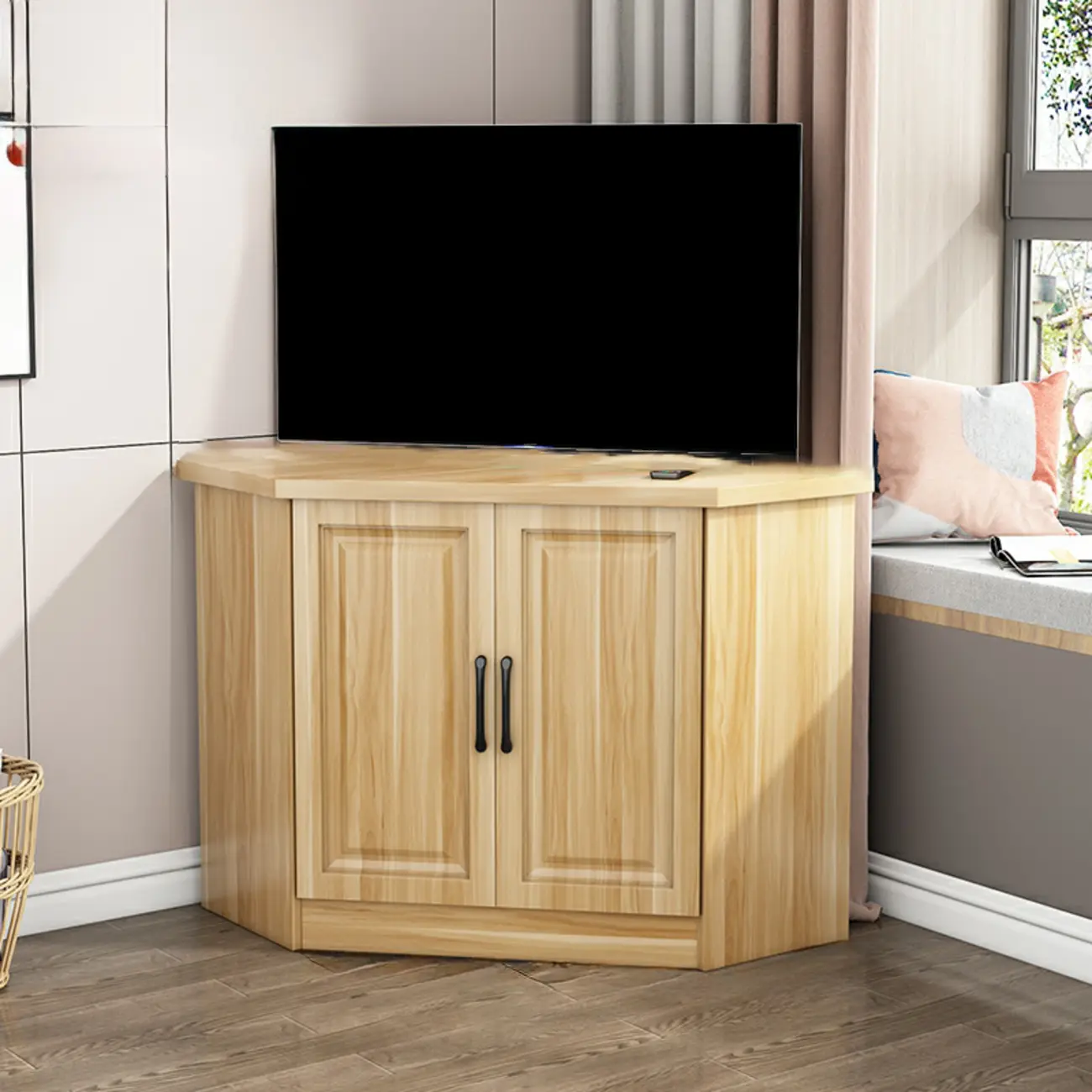 Modern Manufactured Wood Corner Utility Cabinet for Living Room Image - 7 | homeyfad