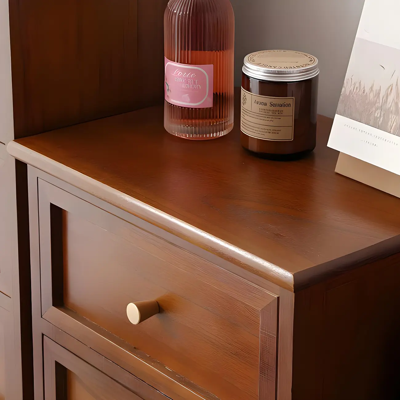 Industrial Rectangular Wooden Drawer Cabinet for Parlor Decor Image - 10 | homeyfad