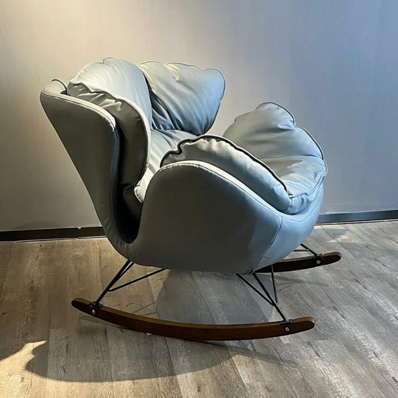 Modern Upholstered 2 Seat Rocking Chair for Indoor Image - 2 | homeyfad