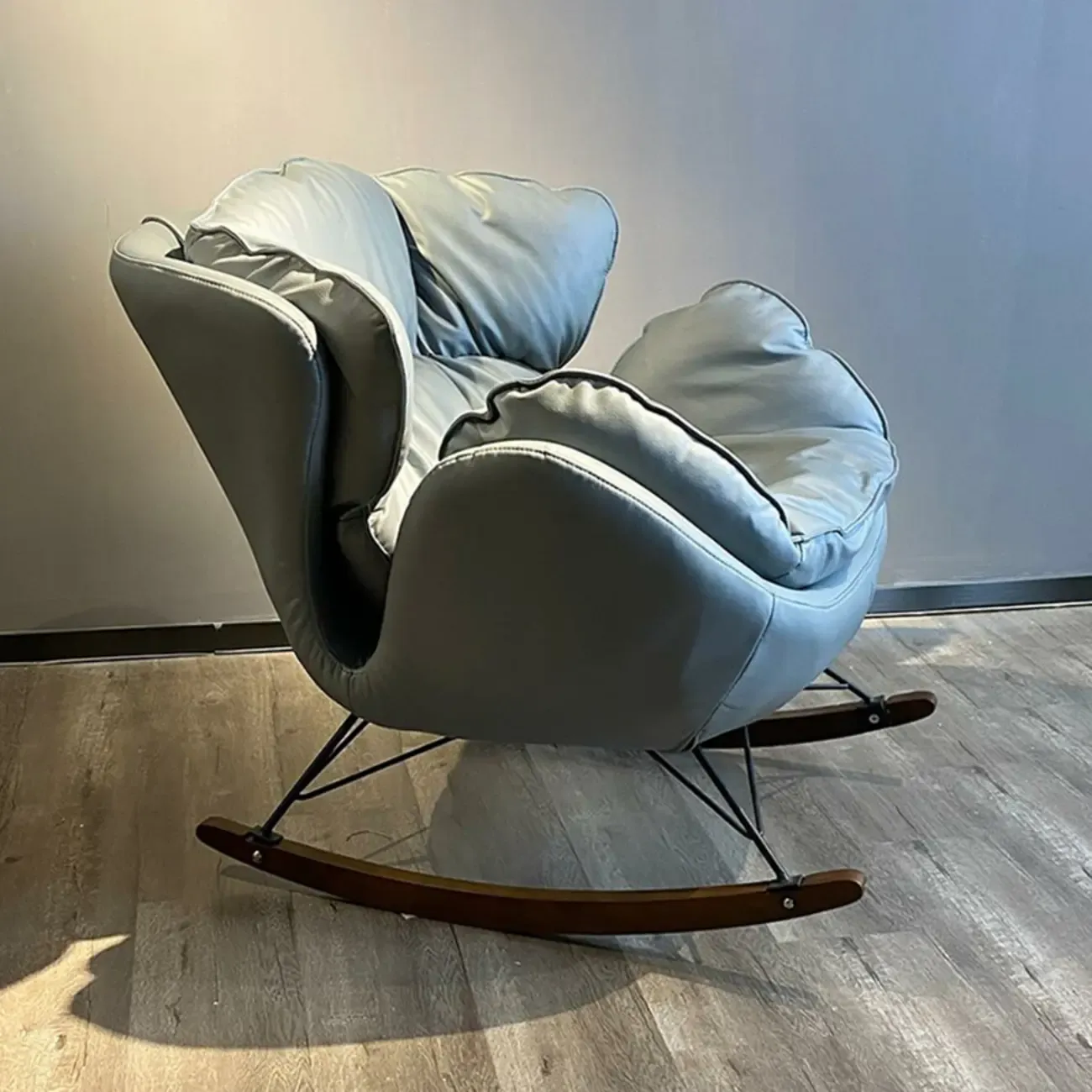 Modern Upholstered 2 Seat Rocking Chair for Indoor Image - 2