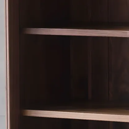 Mid-Century Brown Accent Cabinet with glass Door & 2 Drawers Image - 9