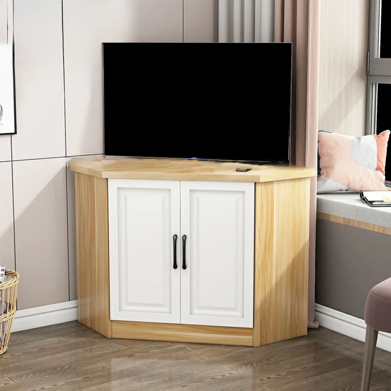 Modern Manufactured Wood Corner Utility Cabinet for Living Room Image - 9 | homeyfad