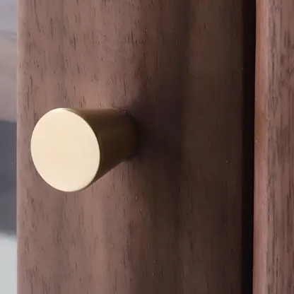 Mid-Century Brown Accent Cabinet with glass Door & 2 Drawers Image - 10