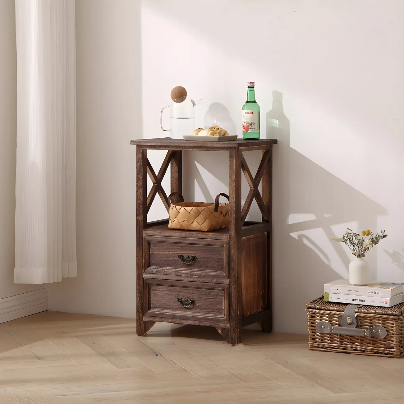 Industrial Rectangular Wooden Drawer Cabinet for Parlor Decor Image - 12 | homeyfad