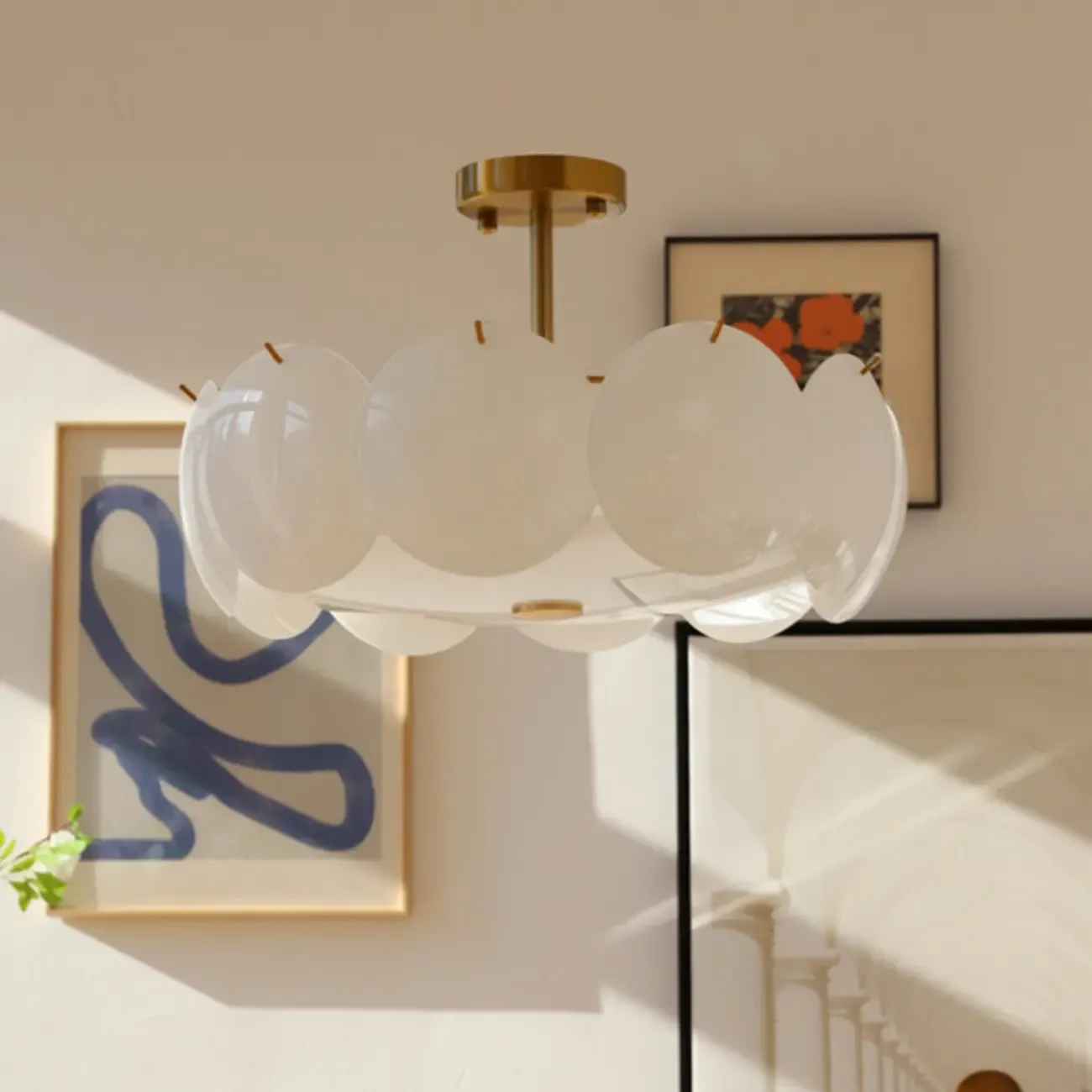 Geometric Round Ceiling Light Fixture for Modern Living Room Image - 25